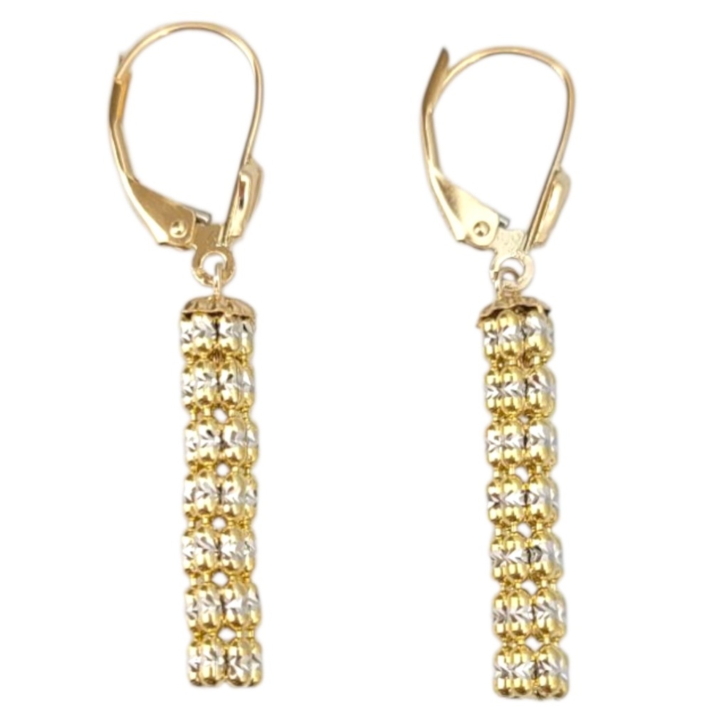 14K Yellow Gold & White Gold Two Tone Flexible Dangle Earrings #21708